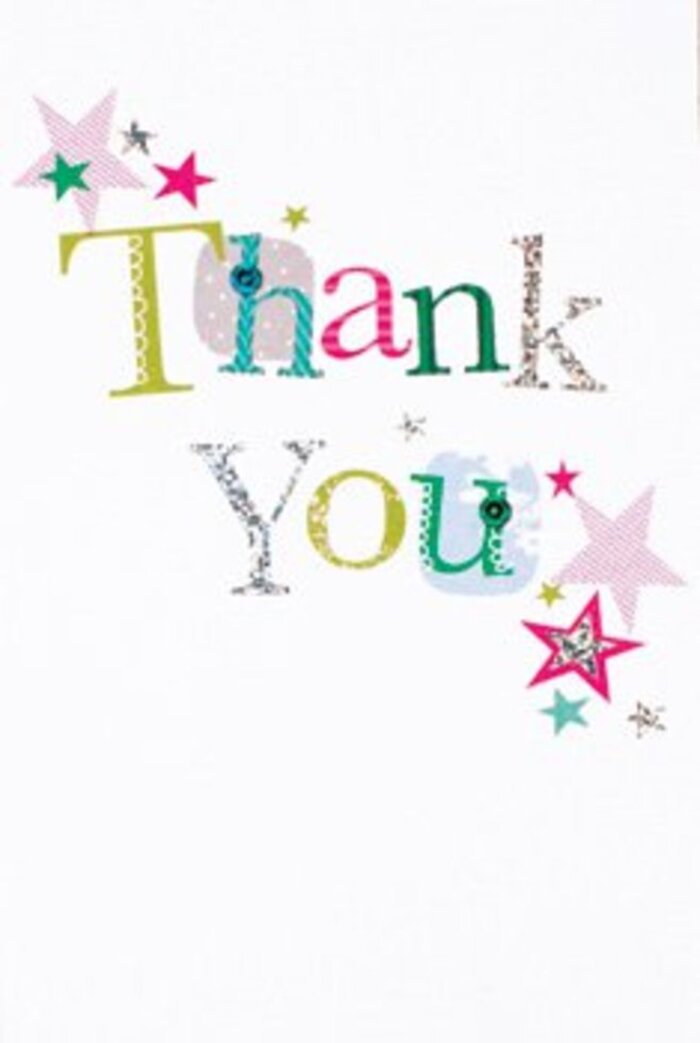 This elegantly expressive thank you card offers more than words; it brings a touch of North Ockendon charm into a moment of gratitude. Each letter flows with personality-whimsical dots, curving playful forms, and occasional elegant silver flourishes-combining to evoke both joyous energy and gentle sophistication. Clusters of stars, tinged with lively pinks, turquoise, and gleaming silver, drift near the message much like the festive sparkle of local celebrations along Brandon Groves Avenue. Ample white space gives every hue and shimmer the chance to glow, creating a sense of modern tranquility balanced with decorative cheer. There's a universal warmth in this design, making it just right for any thoughtful floral gift, whether delivered across North Road or beyond. This card, thoughtfully selected by local North Ockendon florists, embodies gratitude that's as uplifting and memorable as the flowers themselves-an artistic finishing touch for every special occasion.